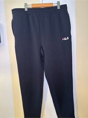 Fila Black Kids Logo Joggers with Red & White Accent